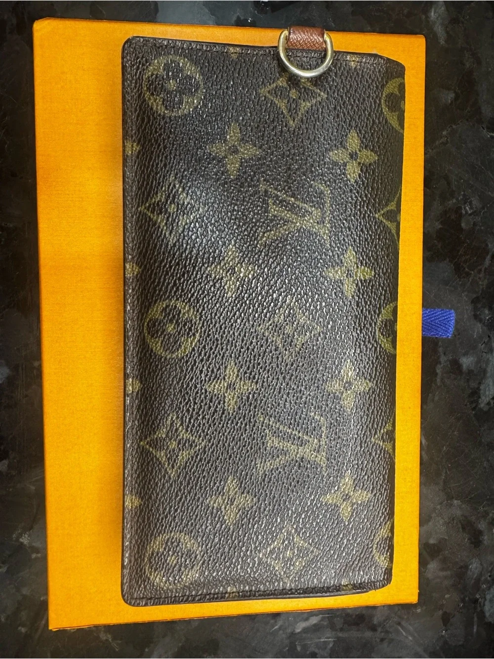 Authentic Louis Vuitton Monogram Canvas Trifold Wallet in Brown and Gold